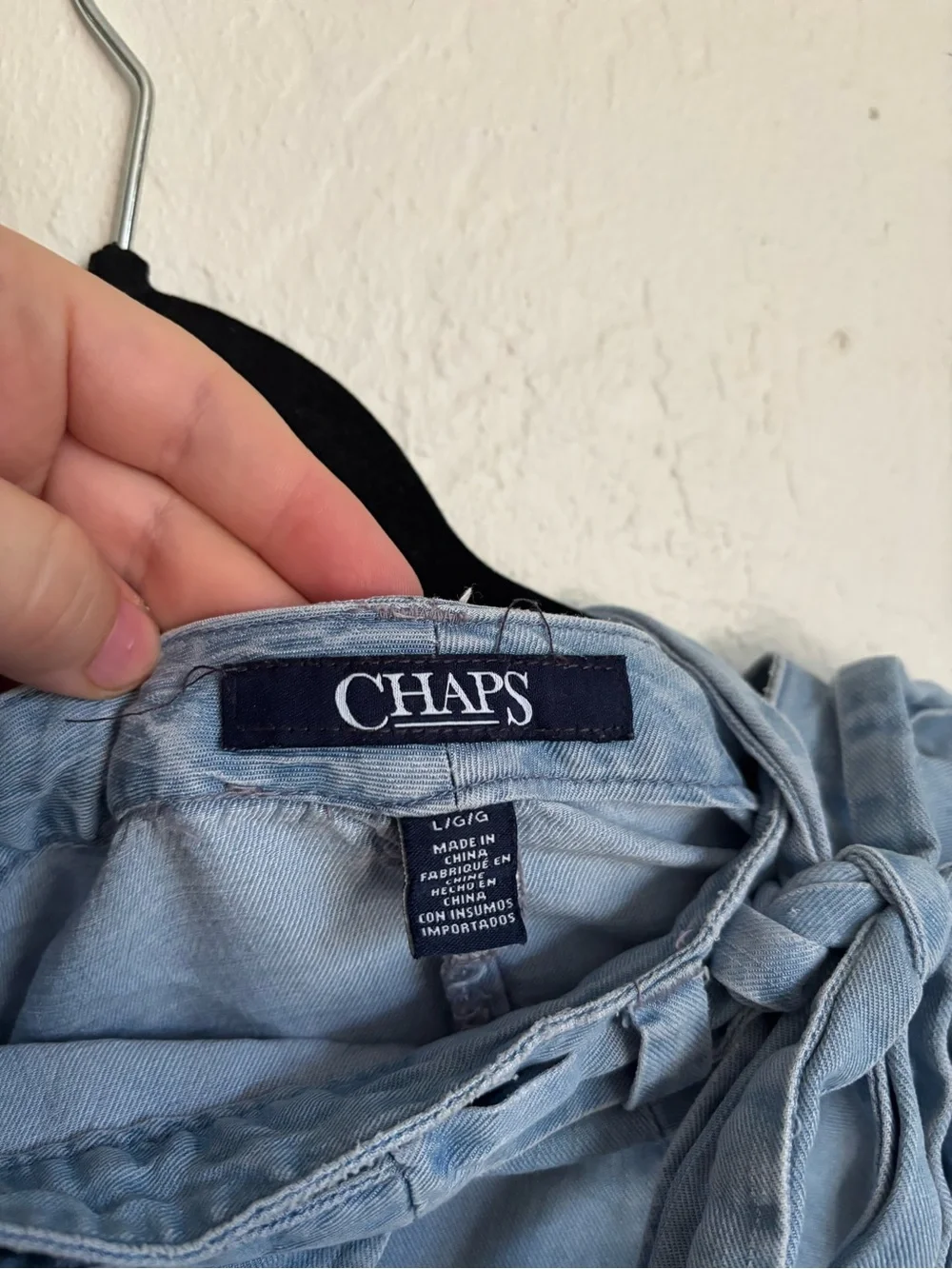 Vintage Chaps Light Blue Wrap A-Line Skirt with Side Tie